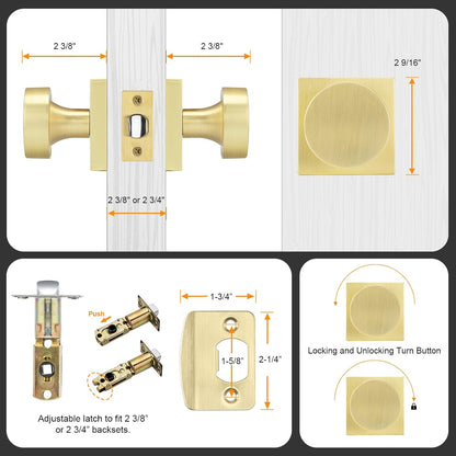 Passage Square Door Knobs for Closet, Hallway and Dining Room Doors