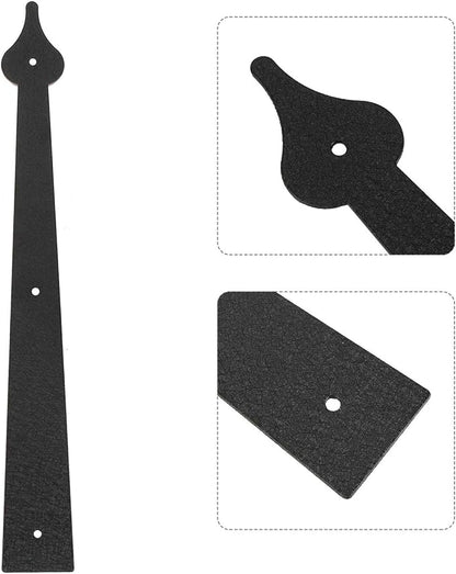 Faux Garage Door Hinge and Handle Kit, Black Spear Style
