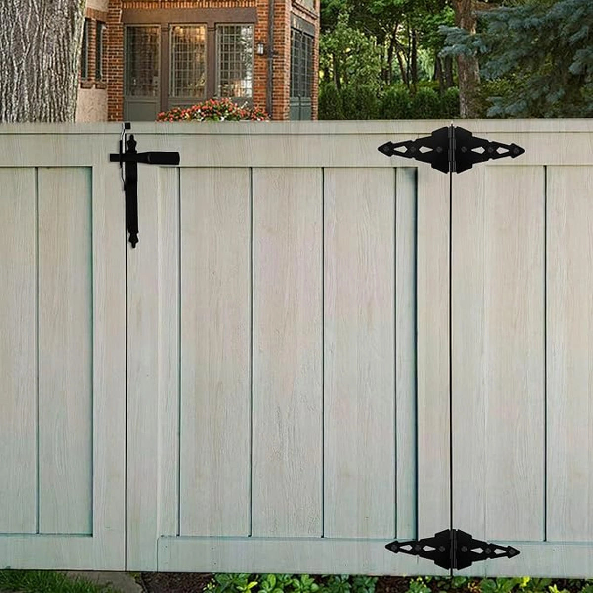 Heavy-Duty 8-Inch Black Strap Gate Hinges for Wood Gates