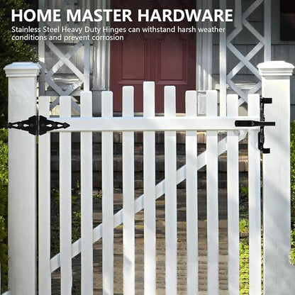 Heavy-Duty 8-Inch Black Strap Gate Hinges for Wood Gates