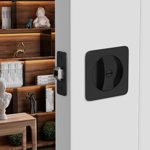 Matte Black Rounded Square Pocket Door Lock for Sliding Doors