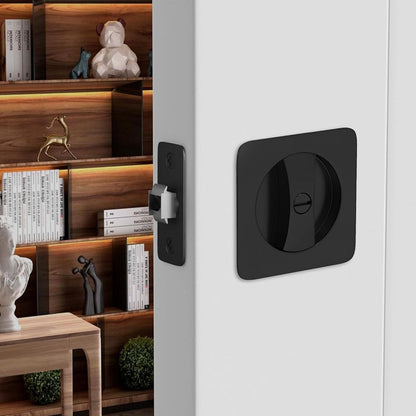 Matte Black Rounded Square Pocket Door Lock for Sliding Doors