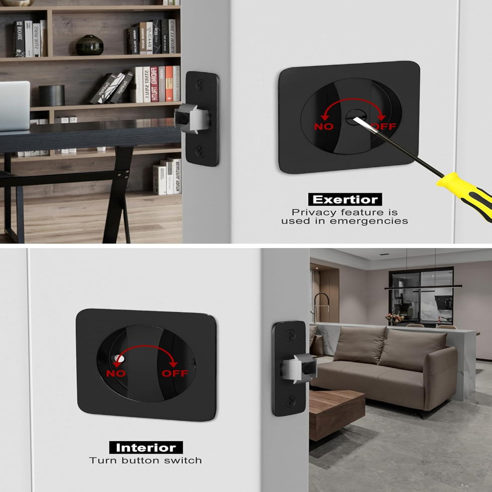 Matte Black Rounded Square Pocket Door Lock for Sliding Doors
