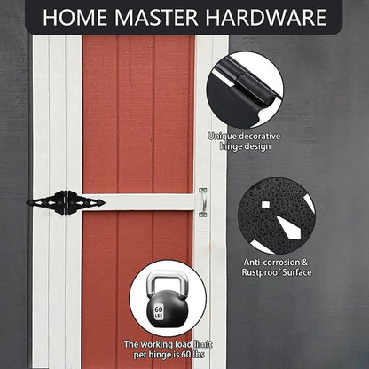 Heavy-Duty 8-Inch Black Strap Gate Hinges for Wood Gates