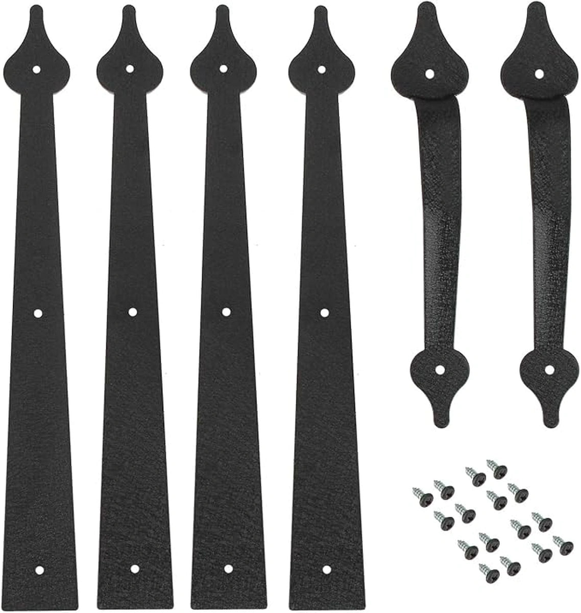 Faux Garage Door Hinge and Handle Kit, Black Spear Style