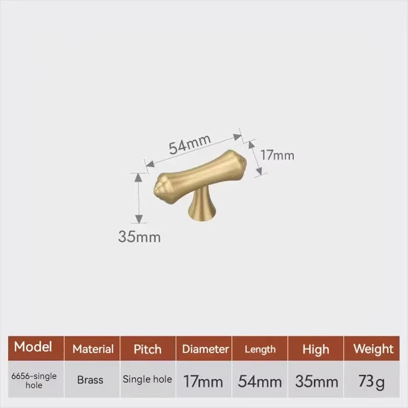 Gold Brass Cabinet Pulls and T-Knob with Flared Ends