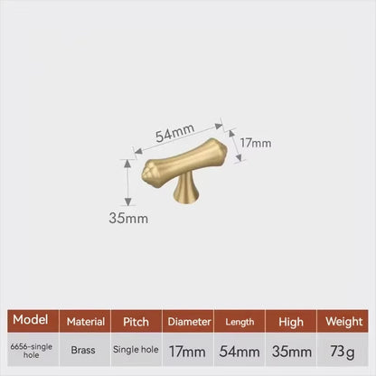 Gold Brass Cabinet Pulls and T-Knob with Flared Ends