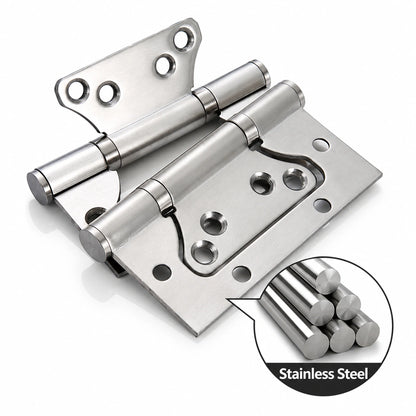 304 Stainless Steel No-Mortise Flush Door Hinges, 4-Inch & 5-Inch
