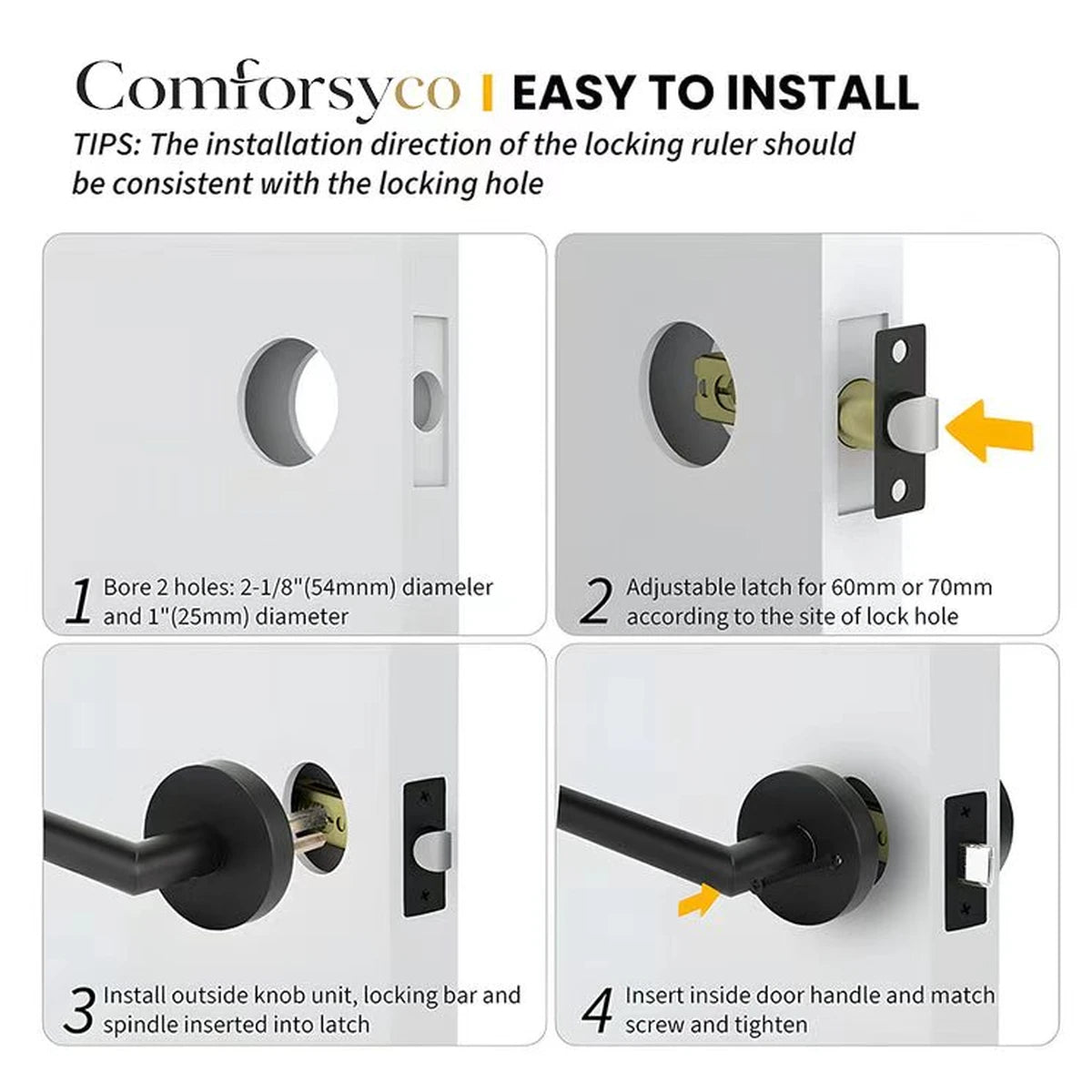 Zinc Alloy Passage Door Lever Handles for Closet and Hallway Doors