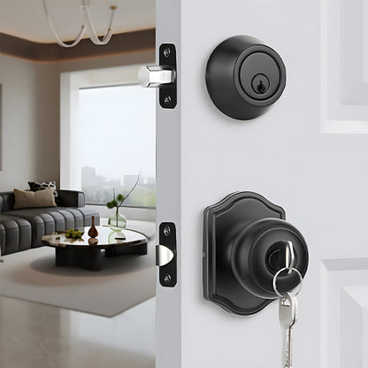Keyed Entry Door Knob and Deadbolt Set for Front Doors