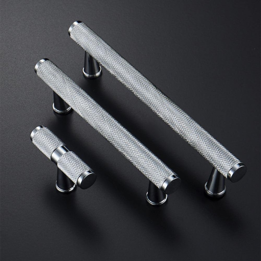 Chrome Textured Cabinet Pulls and Knobs with Backplate Options