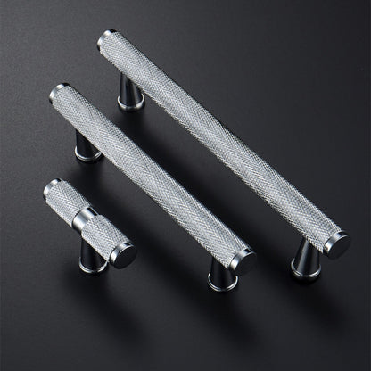 Chrome Textured Cabinet Pulls and Knobs with Backplate Options