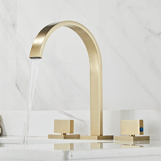 Quadra 3-Hole Square Bathroom Sink Faucet with Dual Handles