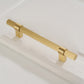Gold Knurled Solid Brass Round Bar Cabinet Pulls with T-Bar Knob Option