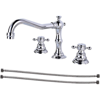 Brassivo Antique Dual Cross Handle 3-Hole Widespread Bathroom Sink Faucet