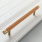 Wood Cabinet Handles with Brushed Brass Ends