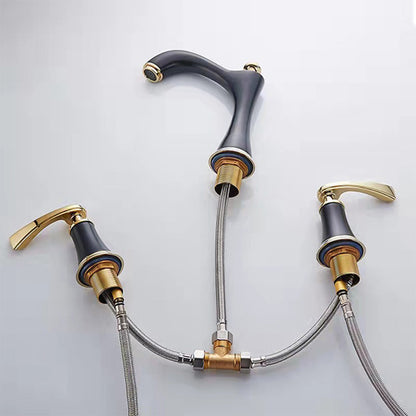 Traditional High-Arc Two-Handle 3-Hole Widespread Bathroom Sink Faucet
