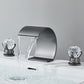 Crystal Handle Brass Curved Bathroom Faucet For 3 Hole Sink