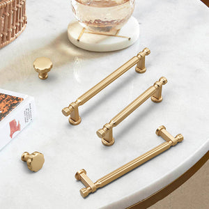 Modern T-Bar Gold Cabinet Pulls