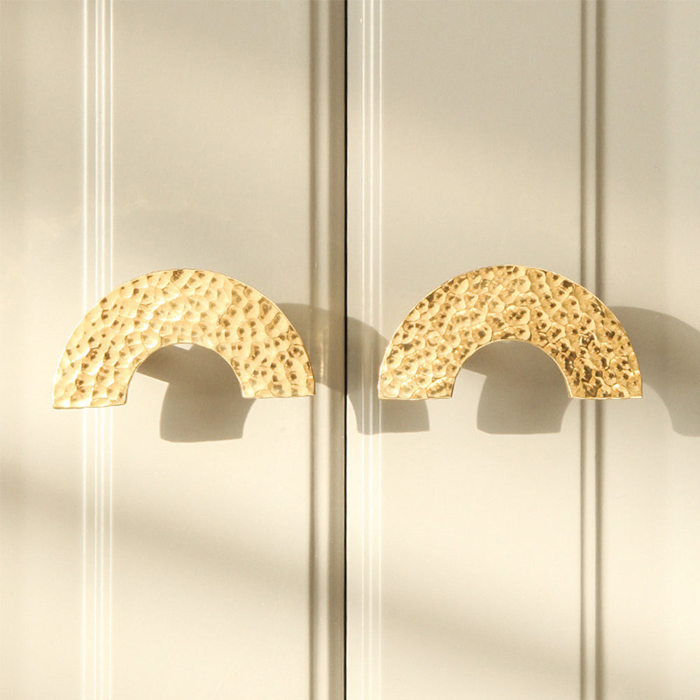 Textured Gold Brass Half Moon Cabinet Pulls