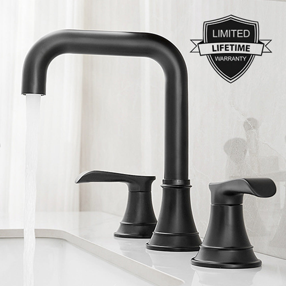 Smartis Modern 3 Hole Waterfall Bathroom Sink Faucet with Dual Handles