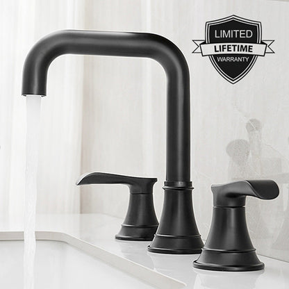 Smartis Modern 3 Hole Waterfall Bathroom Sink Faucet with Dual Handles
