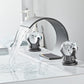 Crystal Handle Brass Curved Bathroom Faucet For 3 Hole Sink