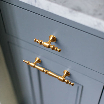 Gold Turned Bar Cabinet Handles and Drawer Pulls