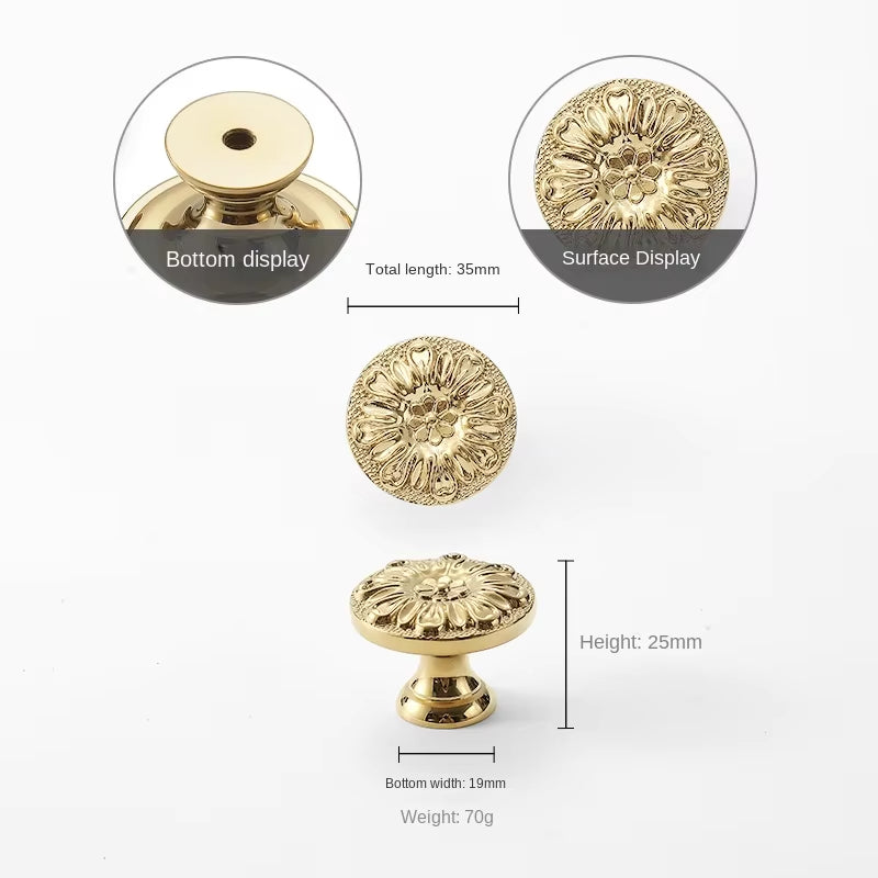 Polished Gold Floral Cabinet Pulls and Knobs