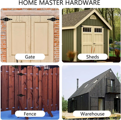 Heavy-Duty 8-Inch Black Strap Gate Hinges for Wood Gates
