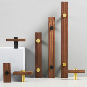 Wood Grain Cabinet Handles and Knobs with Metal Posts