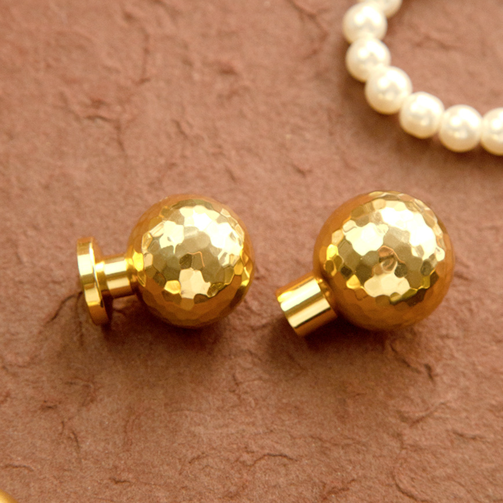 Hammered Gold Brass Cabinet Knobs, Single Hole