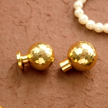 Hammered Gold Brass Cabinet Knobs, Single Hole
