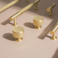 Ribbed Solid Brass Cabinet Pulls and Matching Knobs