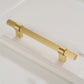 Gold Knurled Solid Brass Round Bar Cabinet Pulls with T-Bar Knob Option