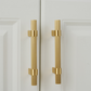 Gold Knurled Solid Brass Round Bar Cabinet Pulls with T-Bar Knob Option