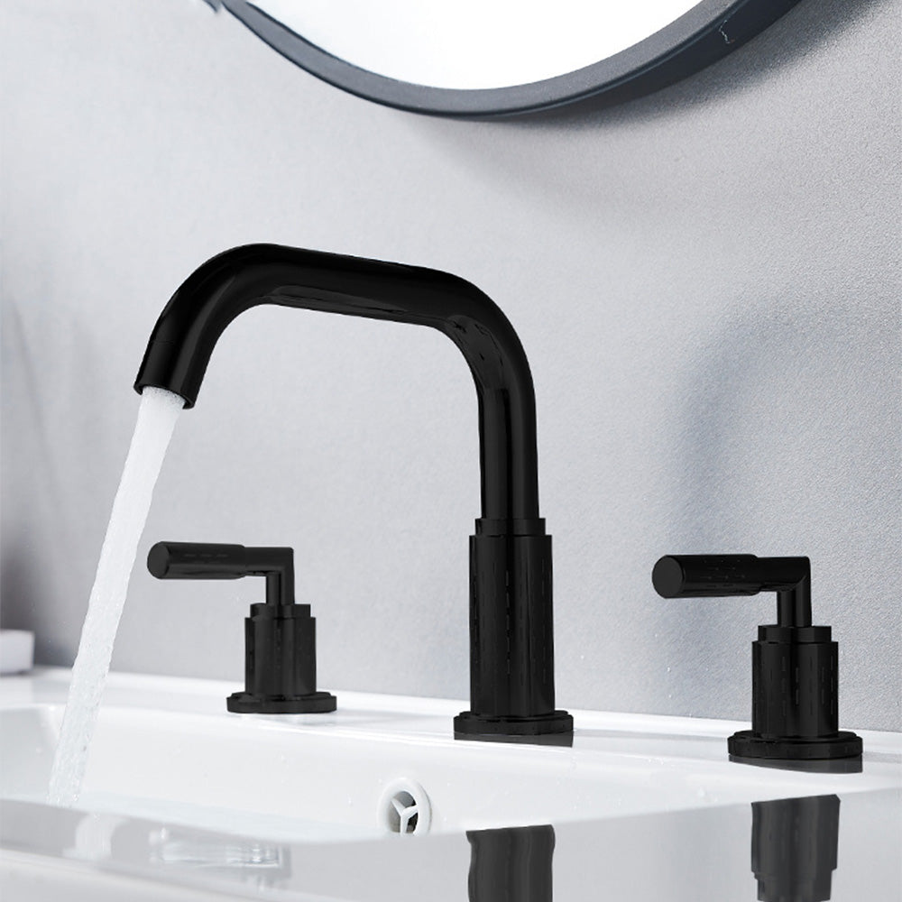 Dorvia Modern High-Arc Two-Handle 3-Hole Widespread Bathroom Sink Faucet with Textured Details