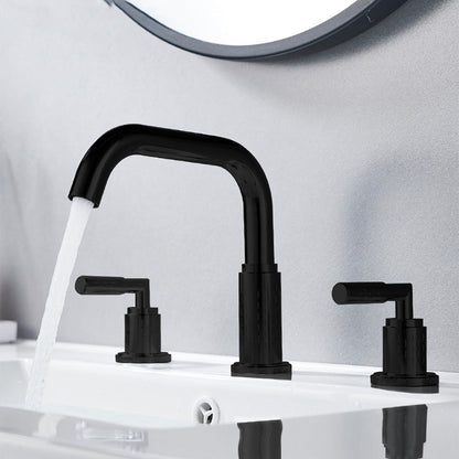 Dorvia Modern High-Arc Two-Handle 3-Hole Widespread Bathroom Sink Faucet with Textured Details