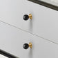 Vintage Walnut Wood Black White Marble Ball Cabinet Knob
