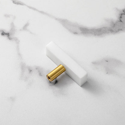 Marble-Look Square Cabinet Pulls and Single-Hole Handles