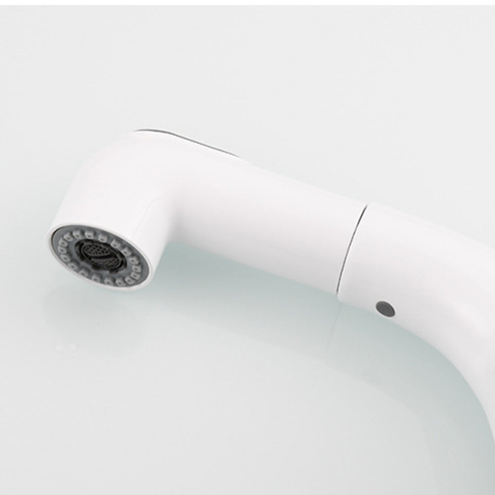Novara Minimalist white pull-out Bathroom Sink Faucet with dual spray modes