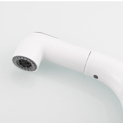 Novara Minimalist white pull-out Bathroom Sink Faucet with dual spray modes