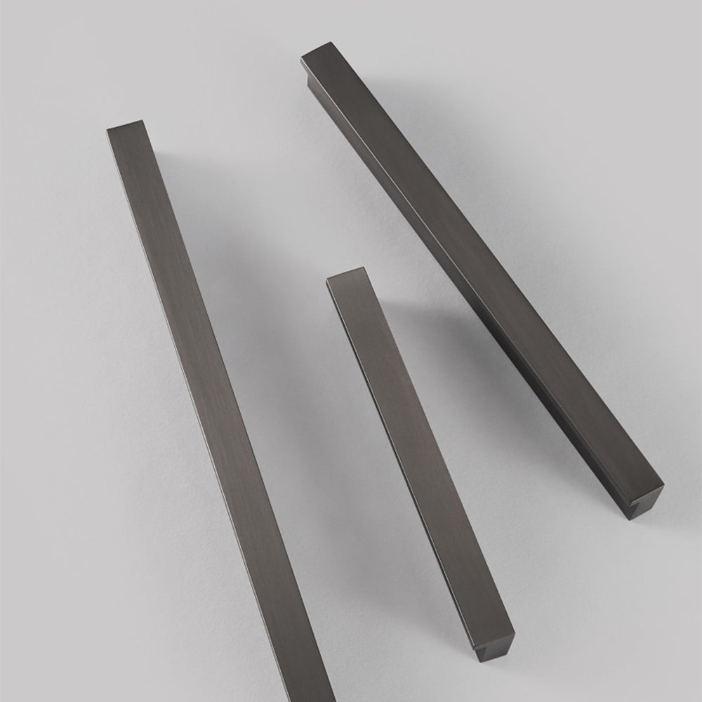Grey Square Bar Cabinet Pulls, Solid Brass Drawer Handles