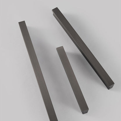 Grey Square Bar Cabinet Pulls, Solid Brass Drawer Handles