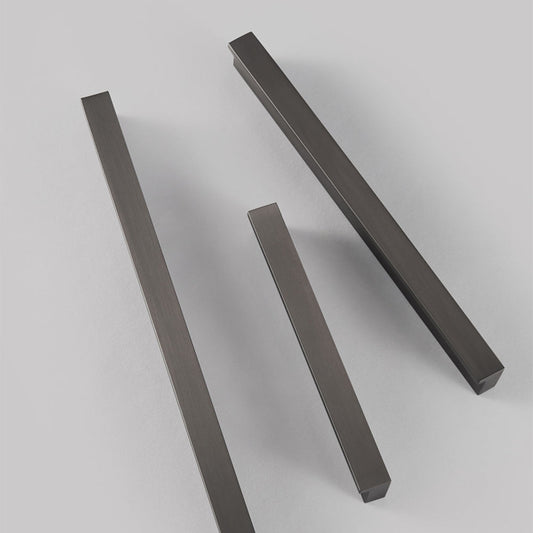 Grey Square Bar Cabinet Pulls, Solid Brass Drawer Handles