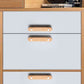 Beech Finish Wood Drawer Pulls with Copper Accents