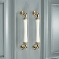 White Ceramic Cabinet Pulls and Knobs, Gold / Black Options