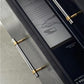 Two-Tone Round Bar Cabinet Handles with Brass Feet