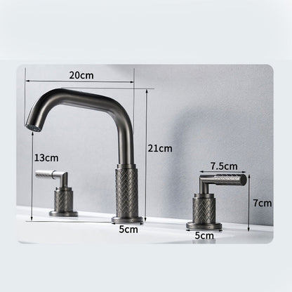 Art Deco Textured Two-Handle 3-Hole Widespread Bathroom Sink Faucet
