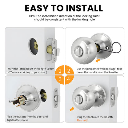 Keyless Interior Privacy Door Knobs for Bedroom and Bathroom Doors